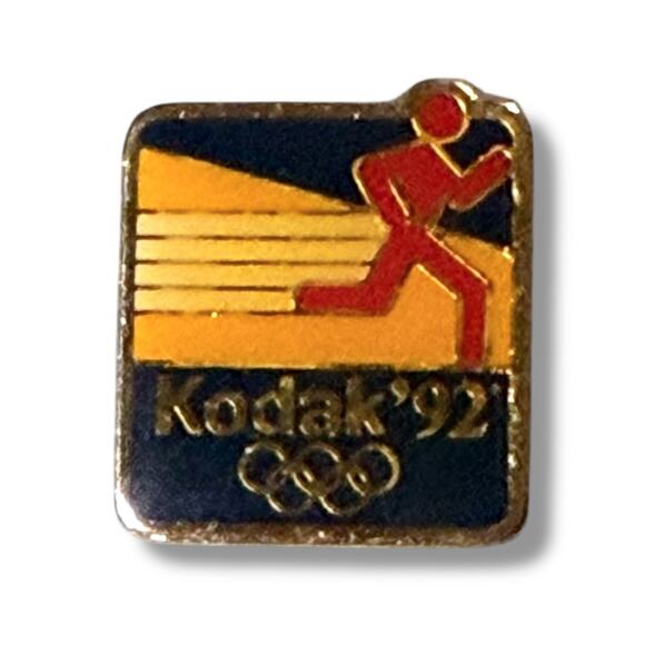 Vintage Eastman Kodak Lapel Pin 1992 Olympic Games Blue Yellow Red Enamel - Picture 2 of 5